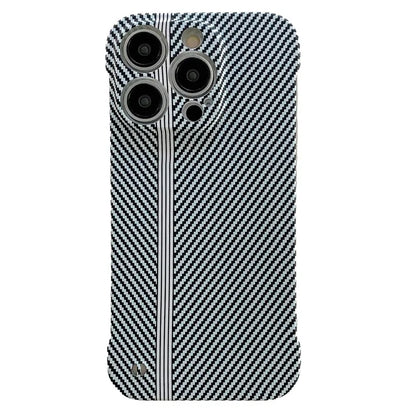 For iPhone 14 Pro Frameless Case Skin-Touch Carbon Fiber Texture PC Cell Phone Cover
