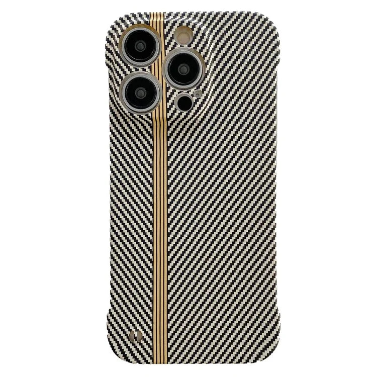 For iPhone 14 Pro Frameless Case Skin-Touch Carbon Fiber Texture PC Cell Phone Cover