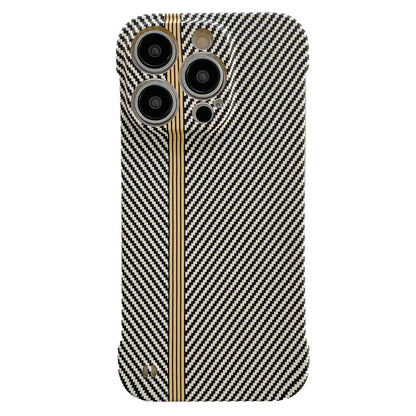 For iPhone 14 Pro Frameless Case Skin-Touch Carbon Fiber Texture PC Cell Phone Cover