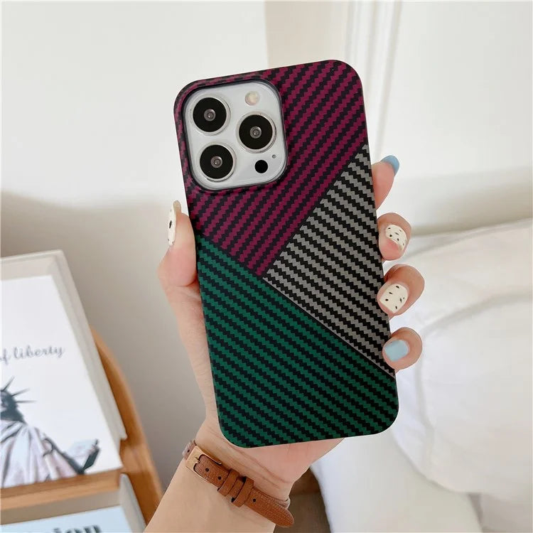 For iPhone 14 Pro Max Case Shockproof PC Phone Back Cover Carbon Fiber Texture Shell