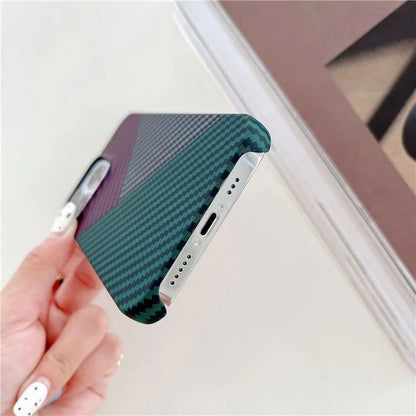 For iPhone 14 Pro Max Case Shockproof PC Phone Back Cover Carbon Fiber Texture Shell