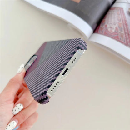 For iPhone 14 Pro Max Case Shockproof PC Phone Back Cover Carbon Fiber Texture Shell