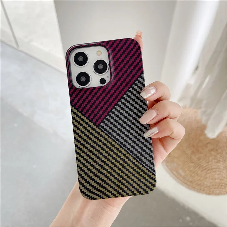 For iPhone 14 Pro Max Case Shockproof PC Phone Back Cover Carbon Fiber Texture Shell