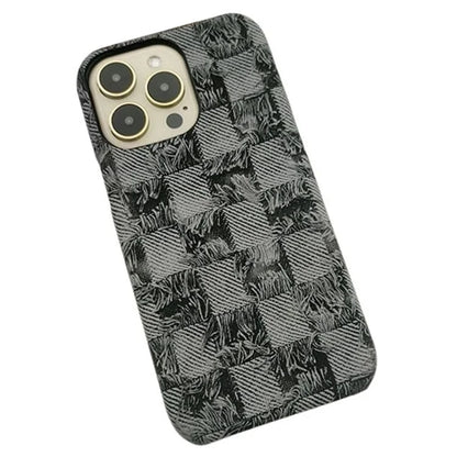 For iPhone 15 Pro Max Wholesale Case PU Leather+PC Phone Protective Cover Jeans Texture Design