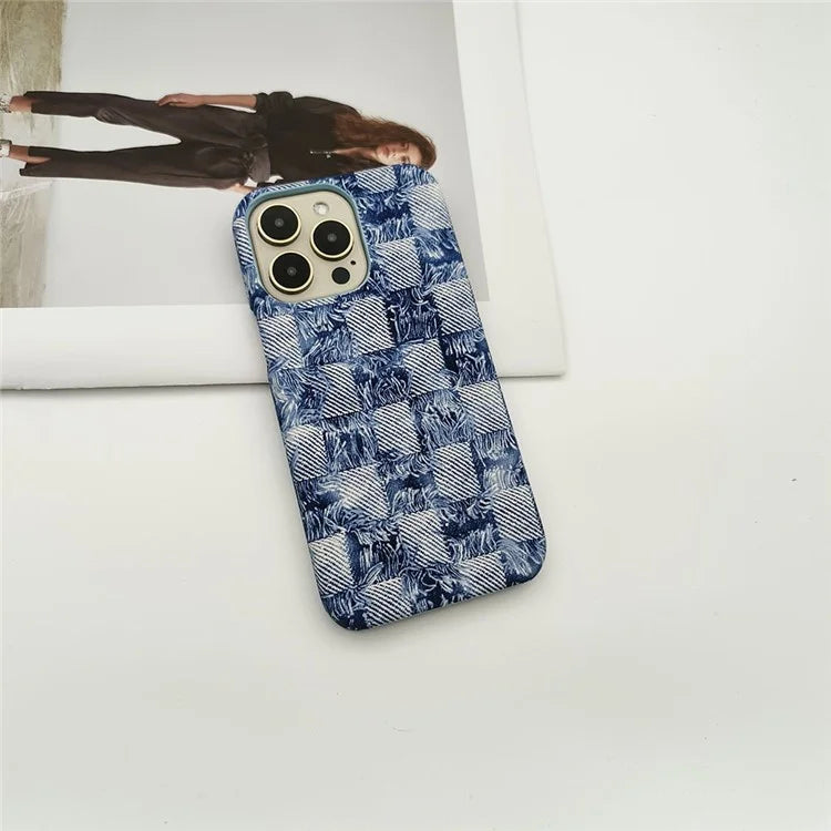 For iPhone 15 Pro Max Wholesale Case PU Leather+PC Phone Protective Cover Jeans Texture Design