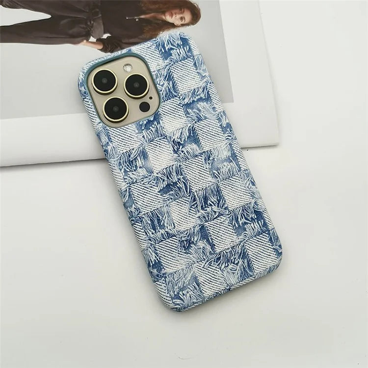 For iPhone 15 Pro Max Wholesale Case PU Leather+PC Phone Protective Cover Jeans Texture Design