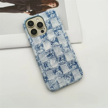 For iPhone 15 Pro Max Wholesale Case PU Leather+PC Phone Protective Cover Jeans Texture Design