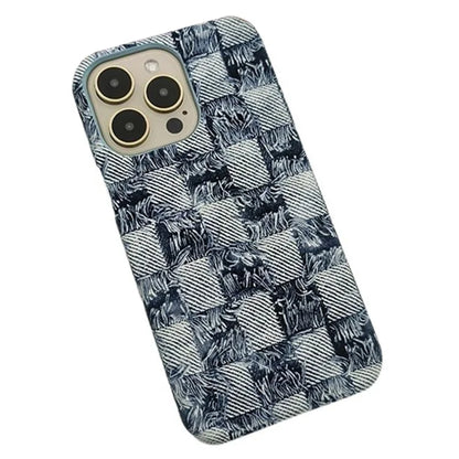 For iPhone 15 Pro Max Wholesale Case PU Leather+PC Phone Protective Cover Jeans Texture Design