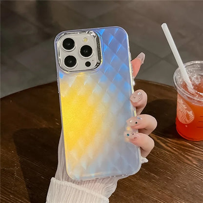 For iPhone 13 Pro Max Case Silicone+PC Cell Back Cover IMD Laser Texture Matte Phone Shell