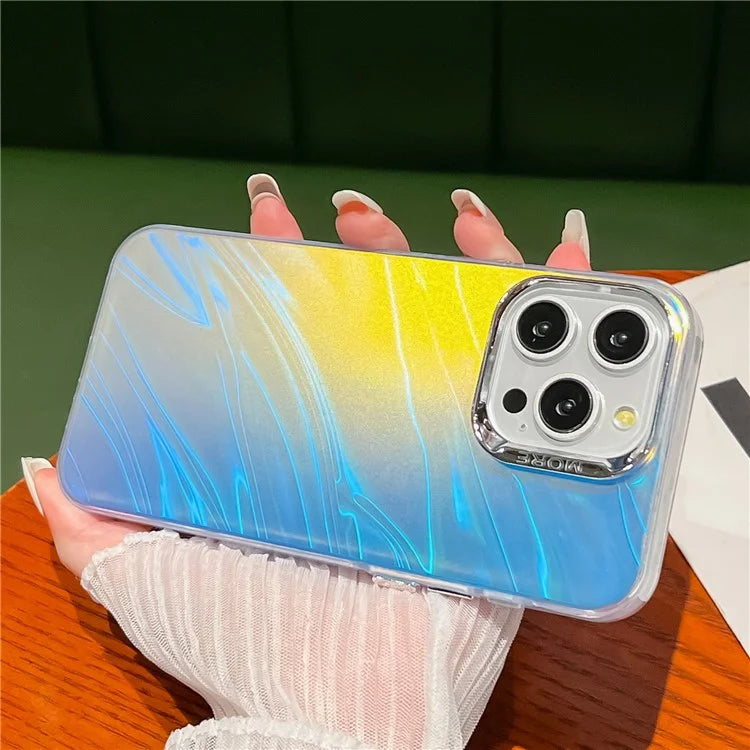 For iPhone 13 Pro Max Case Silicone+PC Cell Back Cover IMD Laser Texture Matte Phone Shell