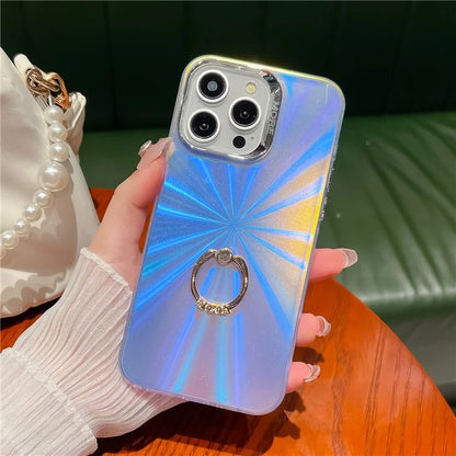 For iPhone 14 Pro Max IMD Electroplating Phone Case Ring Kickstand PC+TPU Matte Cover