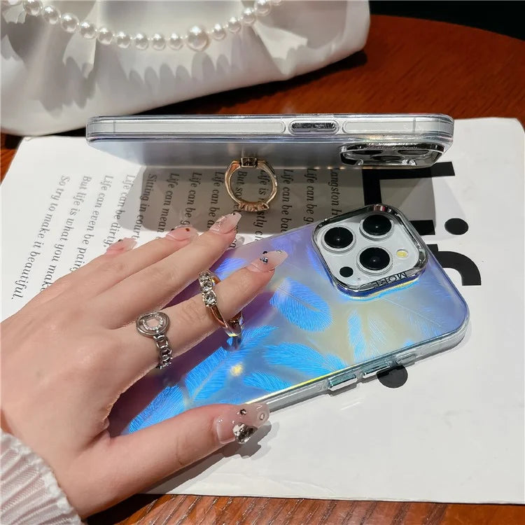 For iPhone 14 Pro Max IMD Electroplating Phone Case Ring Kickstand PC+TPU Matte Cover