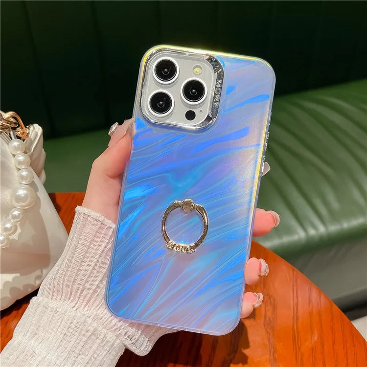 For iPhone 14 Pro Max IMD Electroplating Phone Case Ring Kickstand PC+TPU Matte Cover