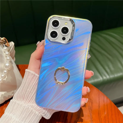 For iPhone 14 Pro Max IMD Electroplating Phone Case Ring Kickstand PC+TPU Matte Cover