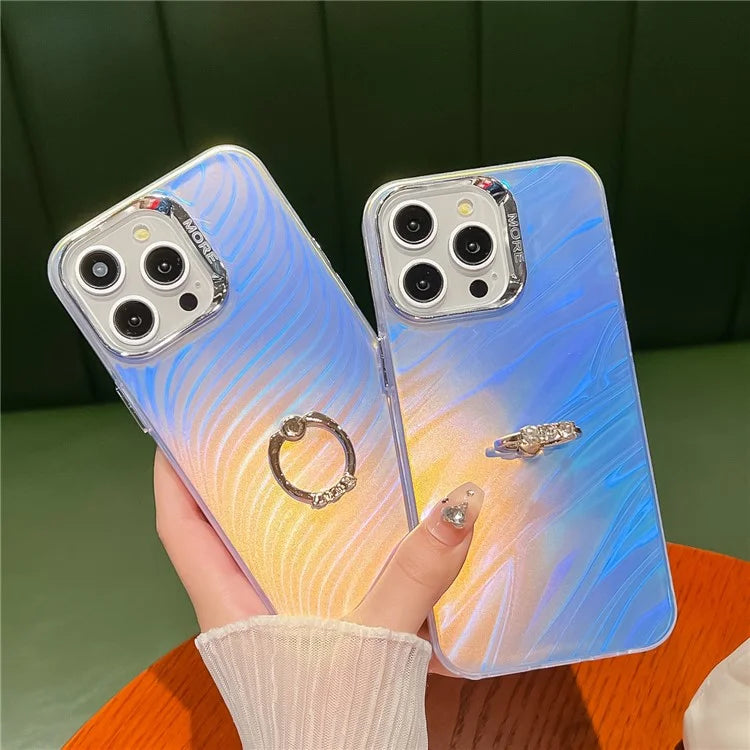 For iPhone 14 Pro Max IMD Electroplating Phone Case Ring Kickstand PC+TPU Matte Cover