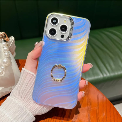 For iPhone 14 Pro Max IMD Electroplating Phone Case Ring Kickstand PC+TPU Matte Cover
