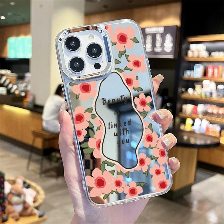 For iPhone 15 Pro Max Phone Case Pattern Design Mirror Surface Acrylic+TPU Phone Cover
