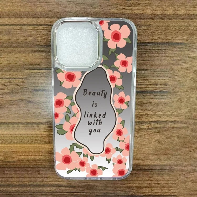 For iPhone 15 Pro Max Phone Case Pattern Design Mirror Surface Acrylic+TPU Phone Cover