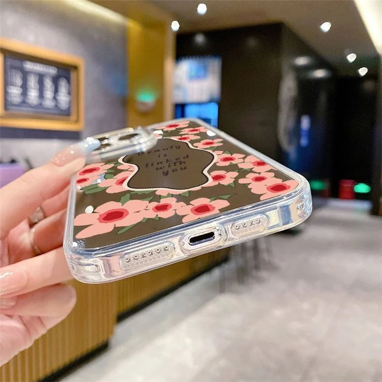 For iPhone 15 Pro Max Phone Case Pattern Design Mirror Surface Acrylic+TPU Phone Cover