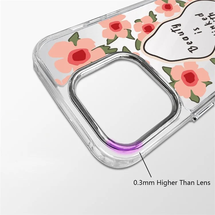 For iPhone 15 Pro Max Phone Case Pattern Design Mirror Surface Acrylic+TPU Phone Cover