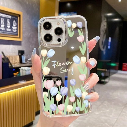 For iPhone 15 Pro Max Phone Case Pattern Design Mirror Surface Acrylic+TPU Phone Cover
