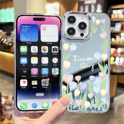 For iPhone 15 Pro Max Phone Case Pattern Design Mirror Surface Acrylic+TPU Phone Cover