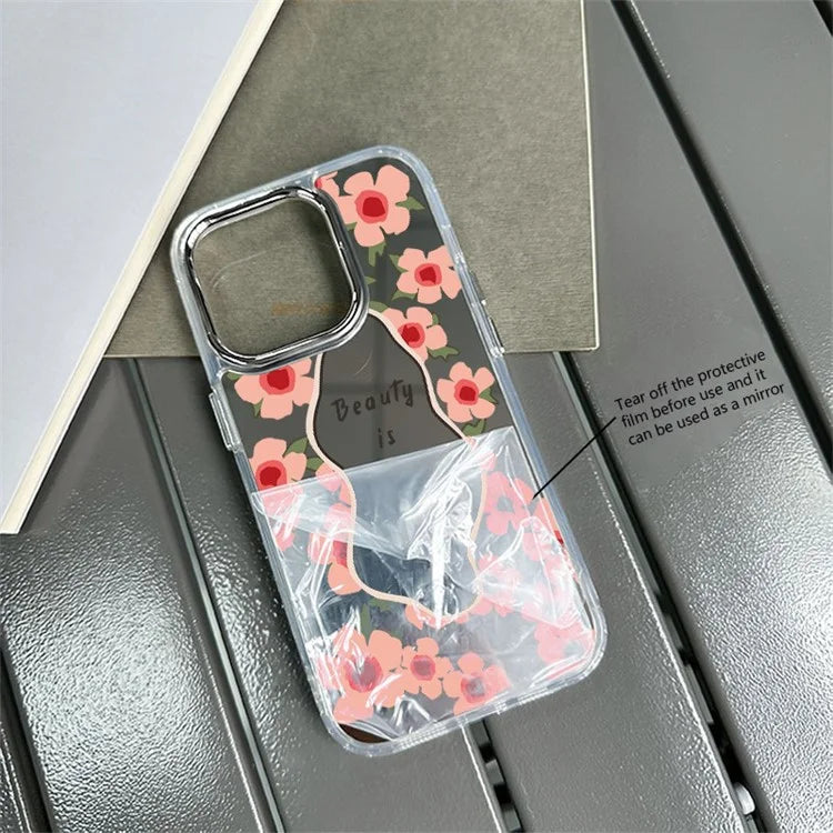 For iPhone 15 Pro Max Phone Case Pattern Design Mirror Surface Acrylic+TPU Phone Cover