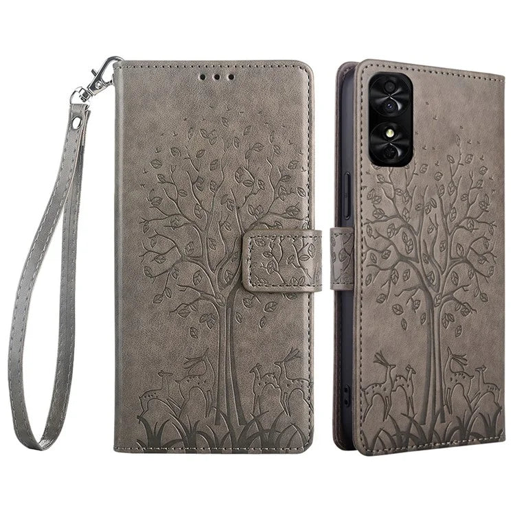 For TCL 50 SE Wallet Case PU Leather Deer Tree Pattern Phone Cover Wholesale