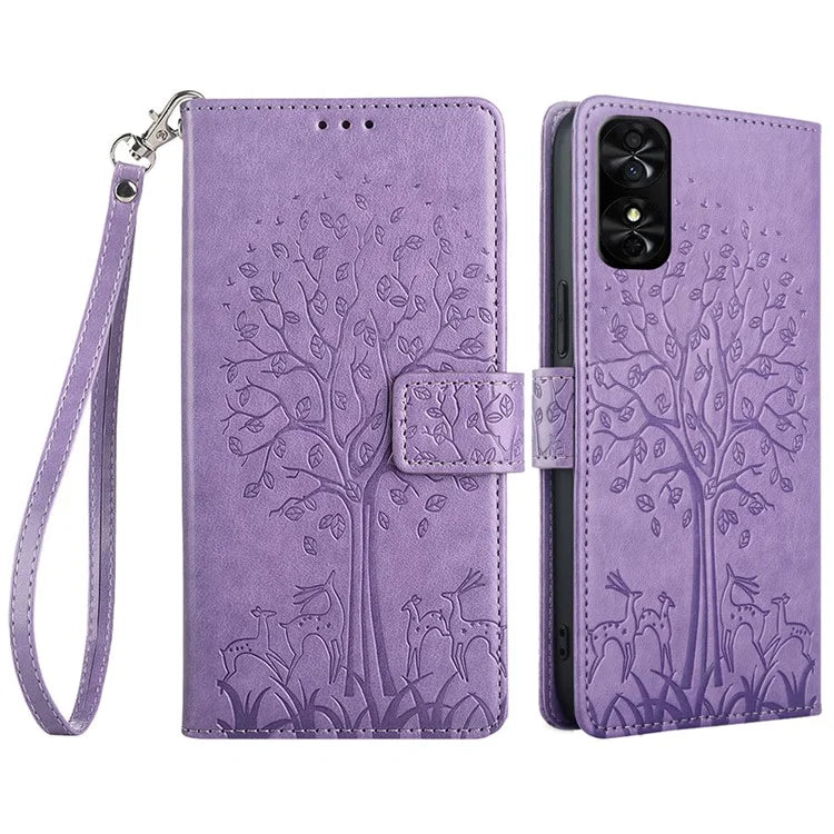 For TCL 50 SE Wallet Case PU Leather Deer Tree Pattern Phone Cover Wholesale