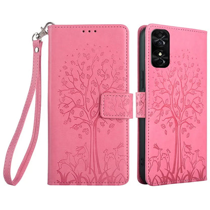 For TCL 50 SE Wallet Case PU Leather Deer Tree Pattern Phone Cover Wholesale