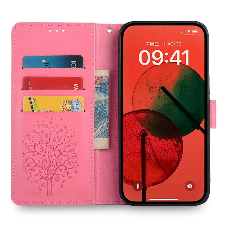 For TCL 50 SE Wallet Case PU Leather Deer Tree Pattern Phone Cover Wholesale