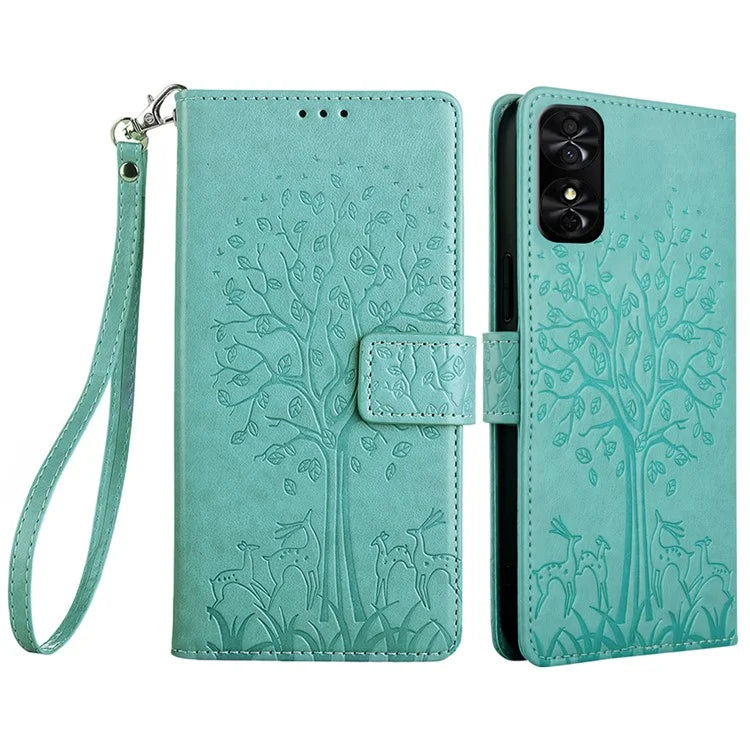 For TCL 50 SE Wallet Case PU Leather Deer Tree Pattern Phone Cover Wholesale