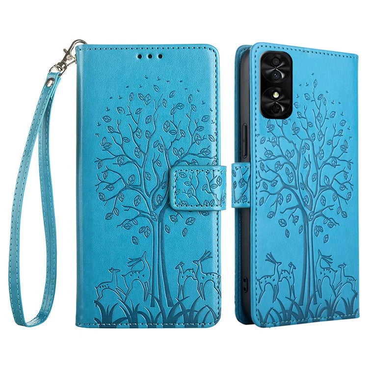 For TCL 50 SE Wallet Case PU Leather Deer Tree Pattern Phone Cover Wholesale