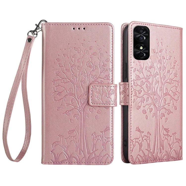 For TCL 50 SE Wallet Case PU Leather Deer Tree Pattern Phone Cover Wholesale