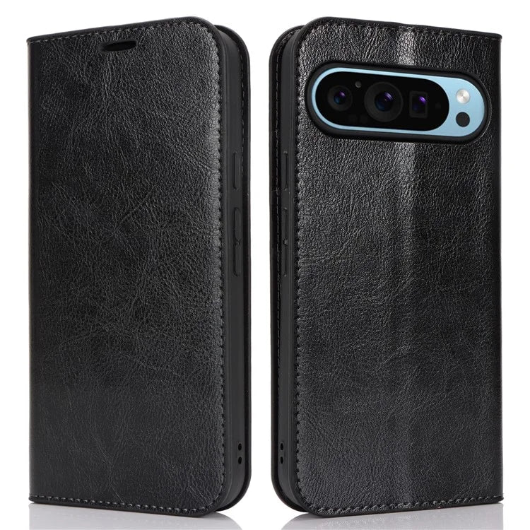 For Google Pixel 9 Pro XL Phone Wallet Case Crazy Horse Texture Split Leather Stand Cover
