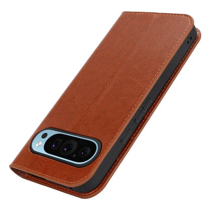 For Google Pixel 9 Pro XL Phone Wallet Case Crazy Horse Texture Split Leather Stand Cover