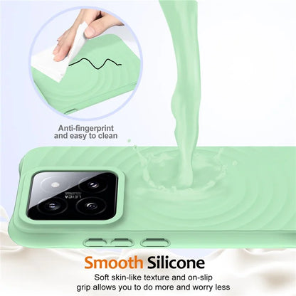 For Xiaomi 14 Case Compatible with MagSafe Ripple Texture Liquid Silicone Protective Cover with Strap