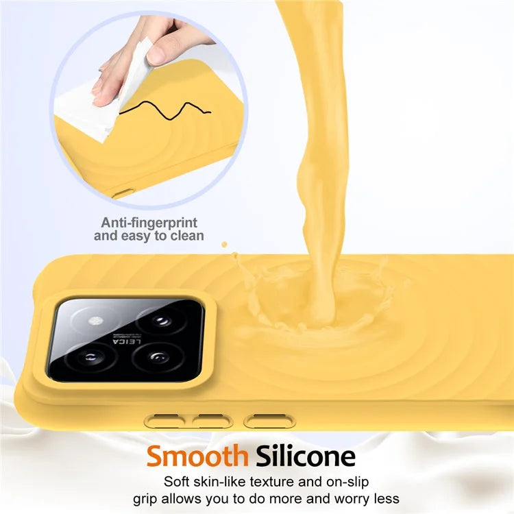 For Xiaomi 14 Case Compatible with MagSafe Ripple Texture Liquid Silicone Protective Cover with Strap