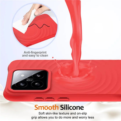 For Xiaomi 14 Case Compatible with MagSafe Ripple Texture Liquid Silicone Protective Cover with Strap