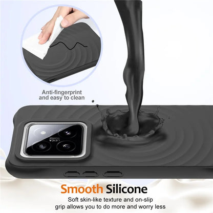 For Xiaomi 14 Pro Magnetic Phone Case with Strap Ripple Texture Liquid Silicone Cover