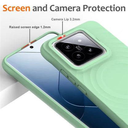 For Xiaomi 14 Pro Magnetic Phone Case with Strap Ripple Texture Liquid Silicone Cover