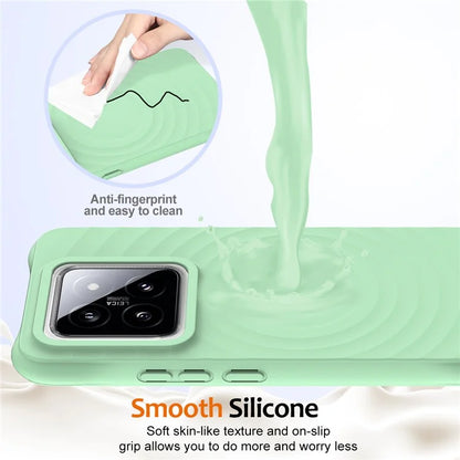 For Xiaomi 14 Pro Magnetic Phone Case with Strap Ripple Texture Liquid Silicone Cover