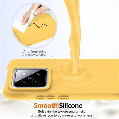 For Xiaomi 14 Pro Magnetic Phone Case with Strap Ripple Texture Liquid Silicone Cover