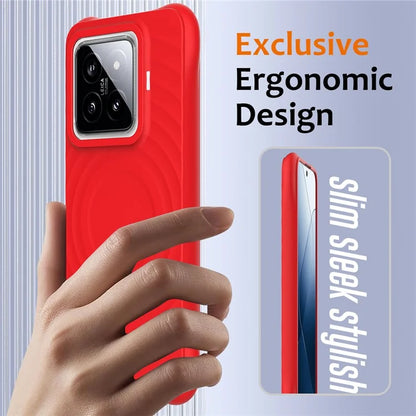 For Xiaomi 14 Pro Magnetic Phone Case with Strap Ripple Texture Liquid Silicone Cover