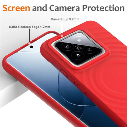 For Xiaomi 14 Pro Magnetic Phone Case with Strap Ripple Texture Liquid Silicone Cover
