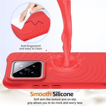 For Xiaomi 14 Pro Magnetic Phone Case with Strap Ripple Texture Liquid Silicone Cover