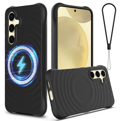 For Samsung Galaxy S24 Case Compatible with MagSafe Ripple Texture Liquid Silicone Phone Cover