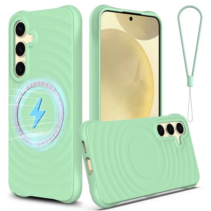 For Samsung Galaxy S24 Case Compatible with MagSafe Ripple Texture Liquid Silicone Phone Cover