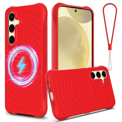 For Samsung Galaxy S24 Case Compatible with MagSafe Ripple Texture Liquid Silicone Phone Cover