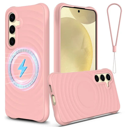 For Samsung Galaxy S24 Case Compatible with MagSafe Ripple Texture Liquid Silicone Phone Cover